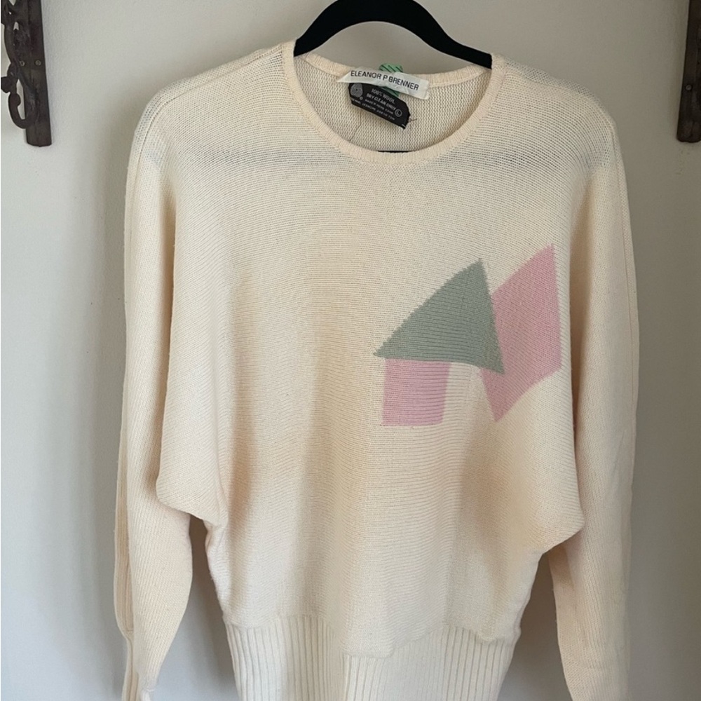 80s Cream Geometric Sweater